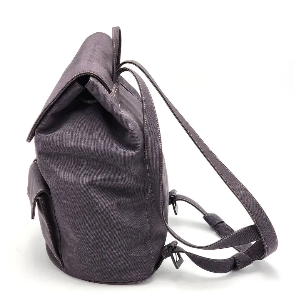 CitySac City Sac Two Pocket Nylon Travel Flap Backpack Knapsack Dark Gray